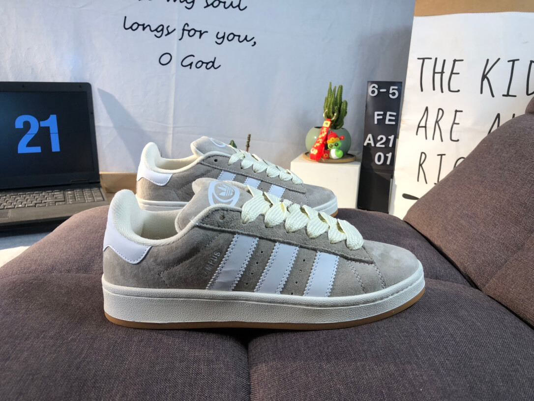 Adidas Campus Gray White Suede Casual Sneakers