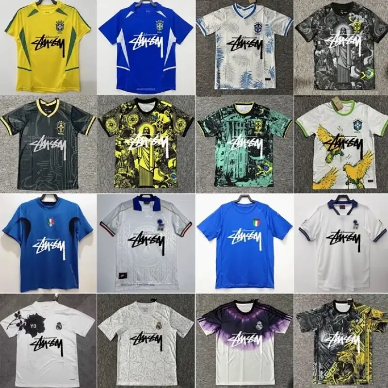 Stussy Brazil Yellow Soccer Jersey(Multi - Color, With Team Logos/Graphic Patterns)