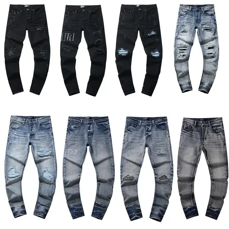 AMIRI Ripped Patched Vintage Jeans in Black & Blue