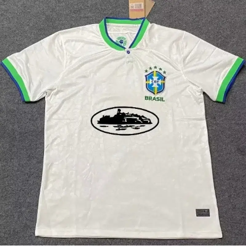 Corteiz Blue Brazil Jersey with Leopard Sleeves