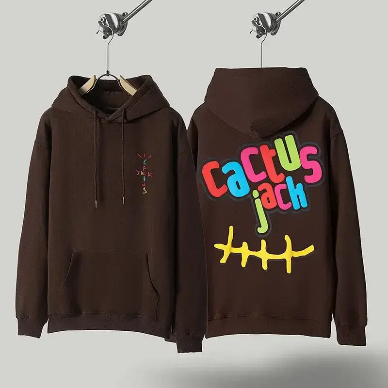 Cactus Jack Brown Hoodie (Front Logo, Back Graphic)