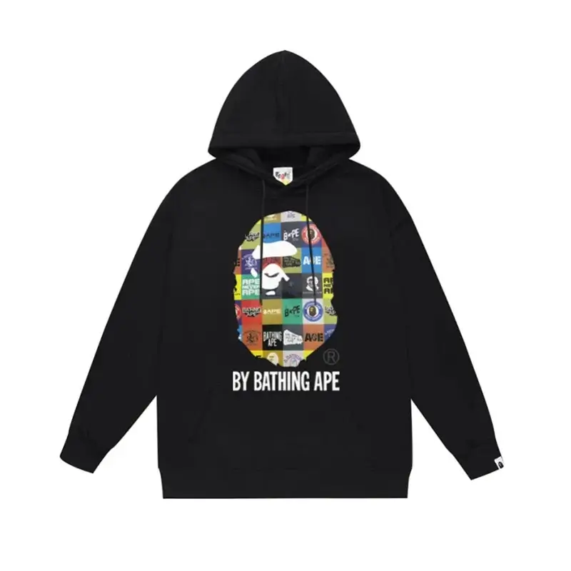 Bathing Ape Black Hoodie with Color - Blocked Ape Head Logo