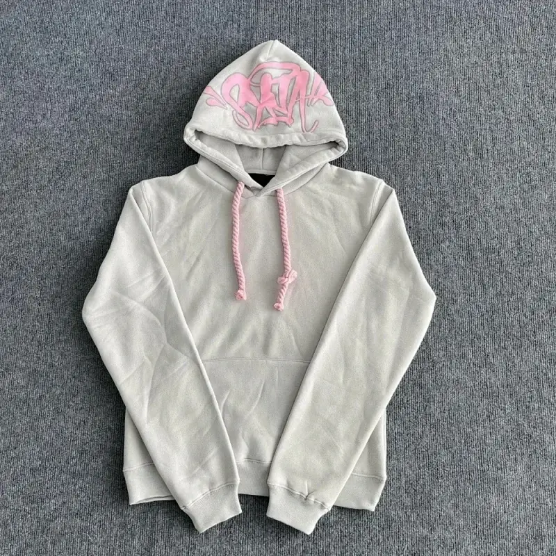 SYNA Light Gray Hoodie with Pink Graffiti