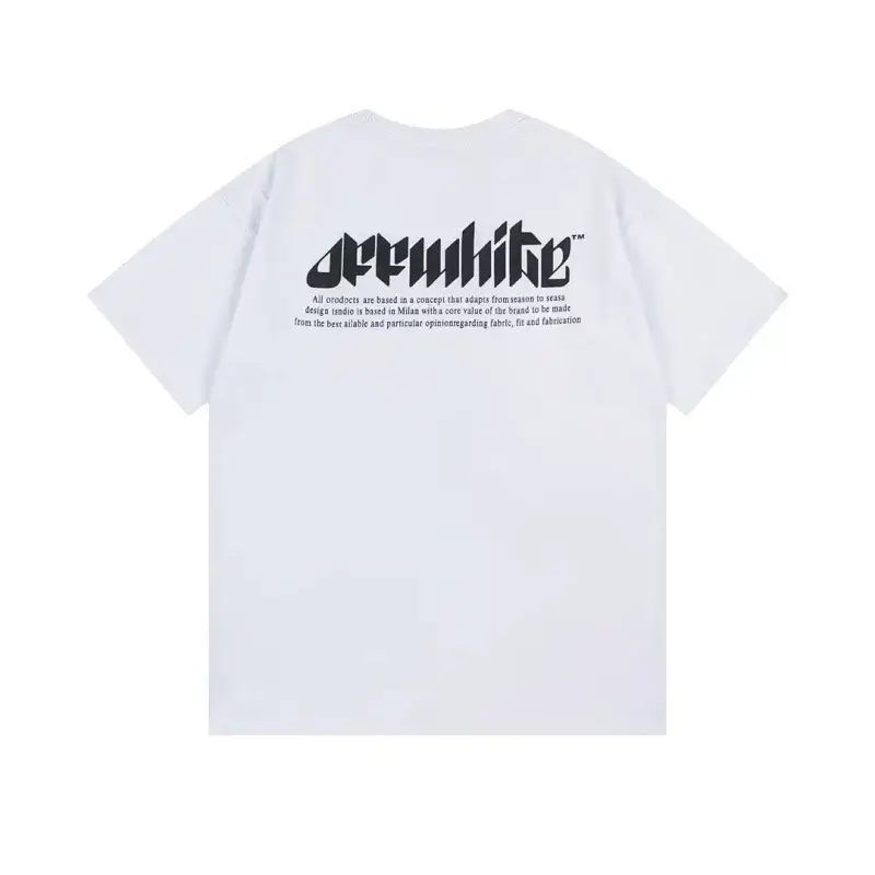 Off-White White Short - Sleeve T - Shirt with Back Brand Logo & Text