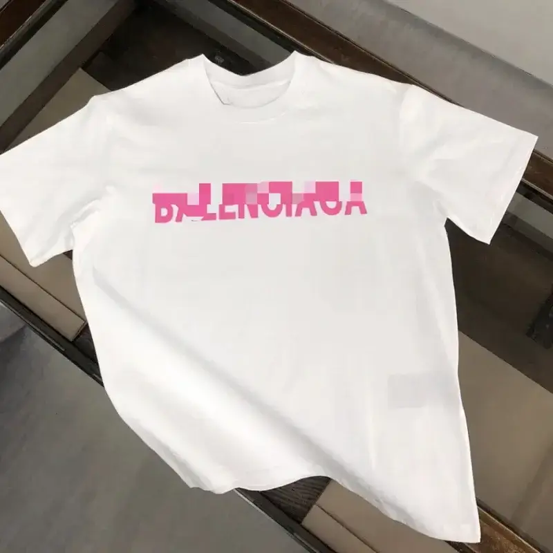 Balenciaga Pink Graphic White Tee