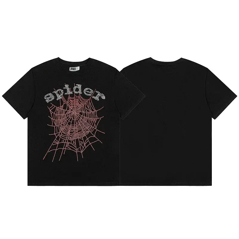 SPIDER Black Rhinestone Spider Web Graphic T - Shirt