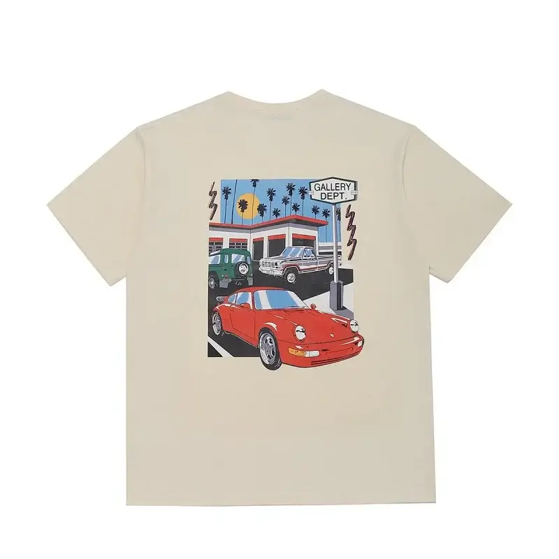 GALLERY DEPT Beige Short - Sleeve T - Shirt with Back Car & Gallery Dept Graphic