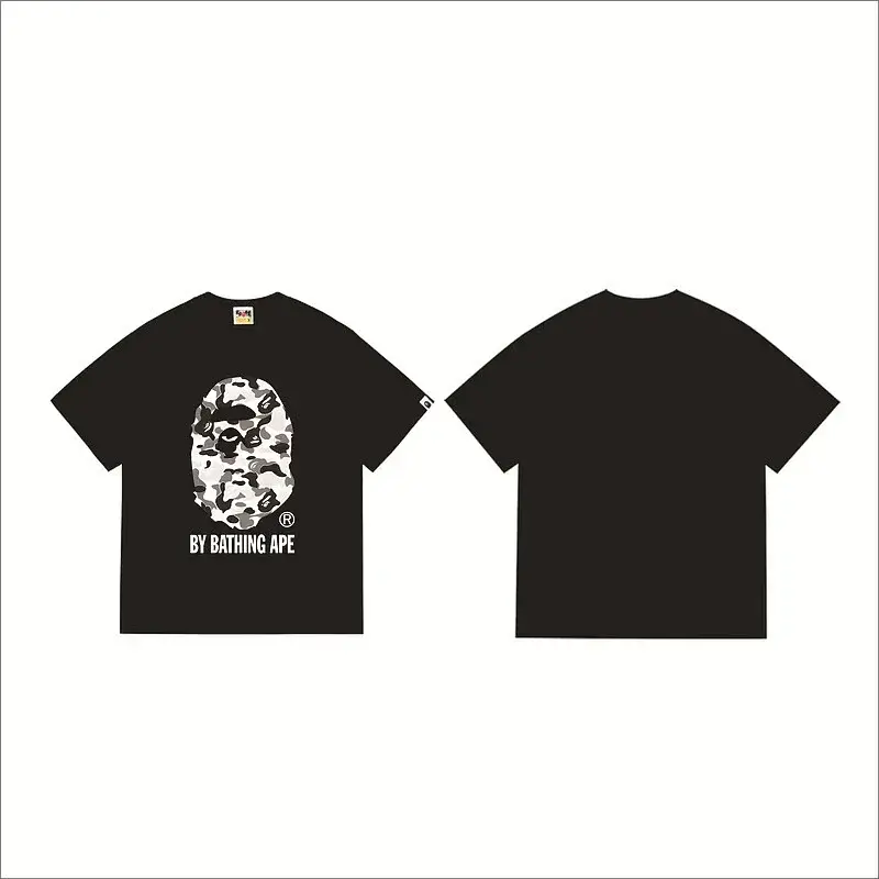 BATHING APE Black T - Shirt with Camouflage Ape Head & "BY BATHING APE" on Back