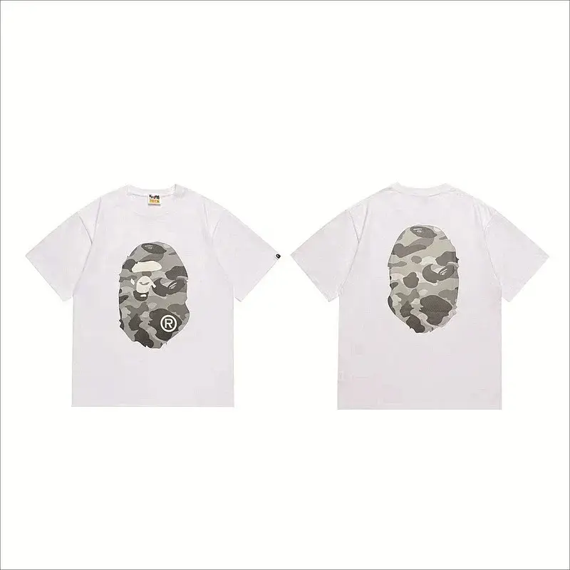 BAPE White Camouflage Ape Head Graphic T - Shirt