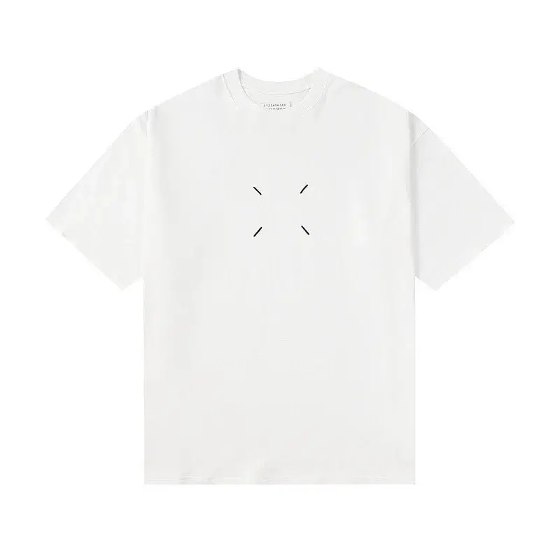 ADER ERROR White Short - Sleeve T - Shirt with Chest Cross Lines Design