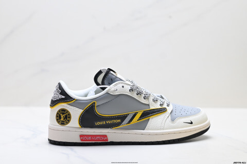 Nike Air Jordan1 x Travis Scott Reverse Hook DIY Custom Low-top Basketball Shoes