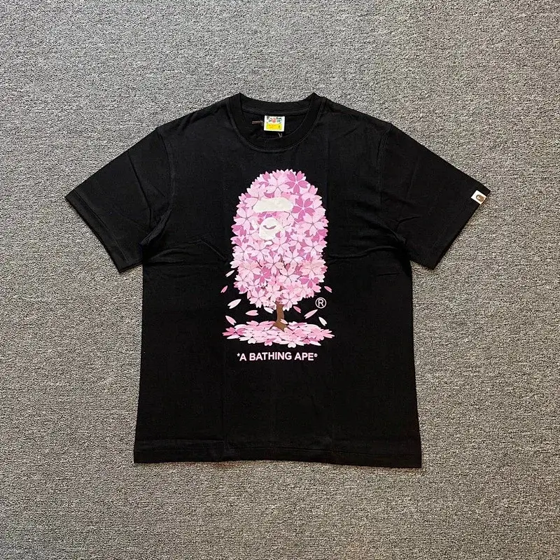 A BATHING APE Black Cherry Blossom Ape - Head Graphic T - Shirt