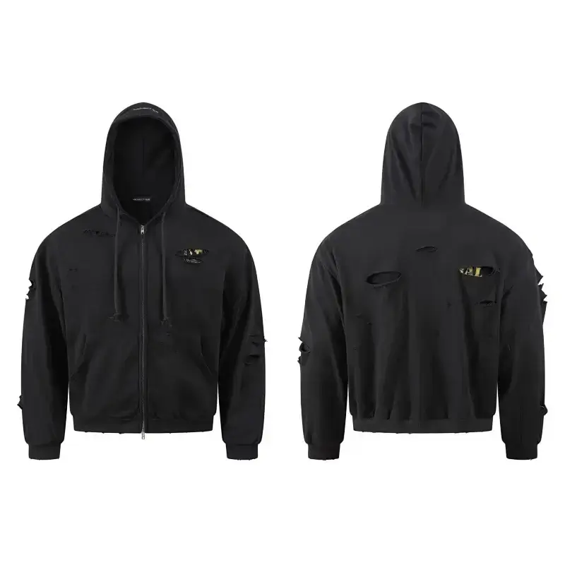 GRAILZ Distressed Zip-Up Hoodie