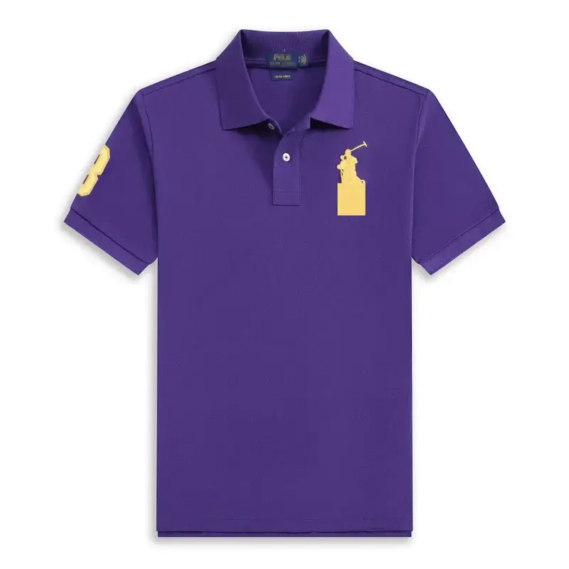 Polo Ralph Lauren  Purple Short Sleeve Polo Shirt with Gold Golf Figure & Number