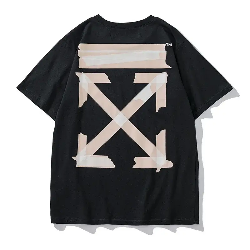 OFF-WHITE Black T - Shirt with Tape - Style Arrow Graphic