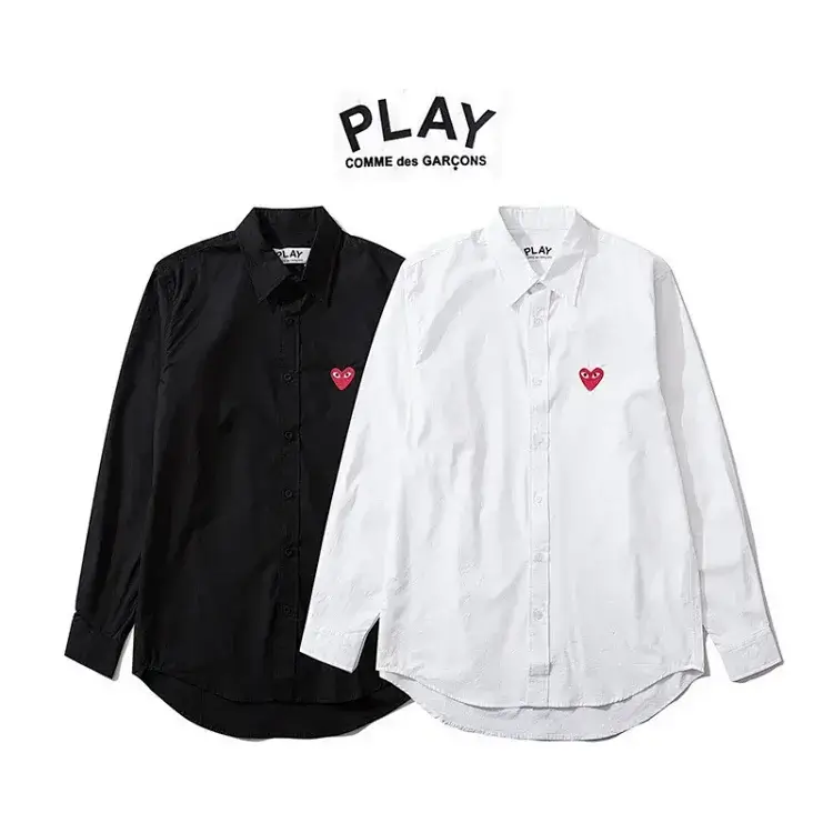 PLAY CDG Red Heart Embroidered Long Sleeve Shirt