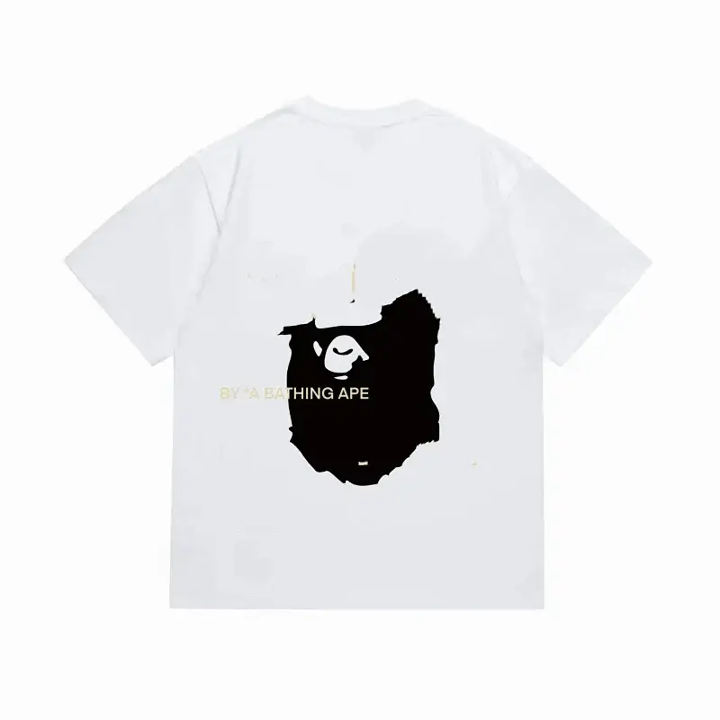 A BATHING APE White T - Shirt with Black Ape Head & "BY A BATHING APE"