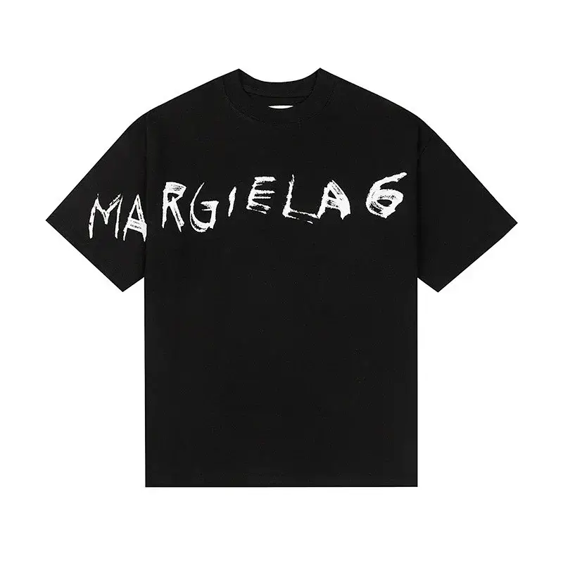MARGIELA Black T - Shirt with White Graffiti "MARGIELA 6" Print