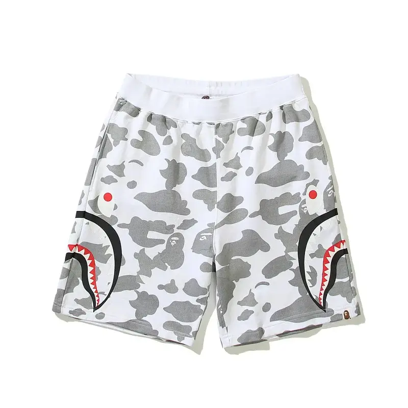BAPE White & Gray Camouflage Shark Mouth Shorts