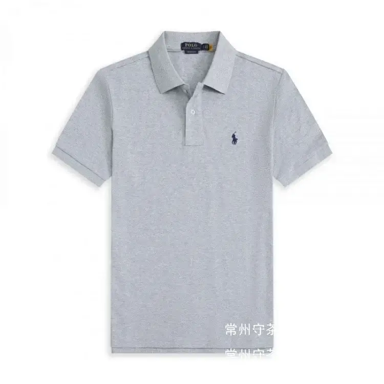 Polo Ralph Lauren  Light Gray Short - Sleeve Polo Shirt with Embroidered Pony Logo