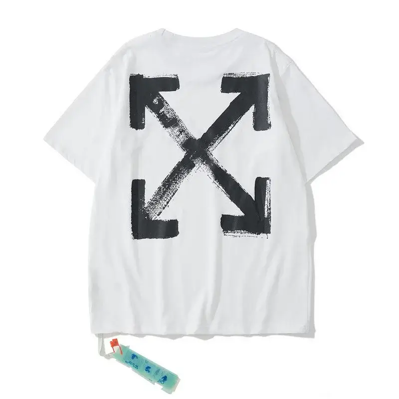 Off-White White T - Shirt with Black Brushstroke Crossed Arrows on Back