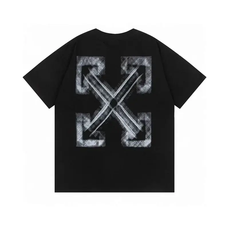 OFF - WHITE Black Short - Sleeve T - shirt with Distressed Arrow Logo