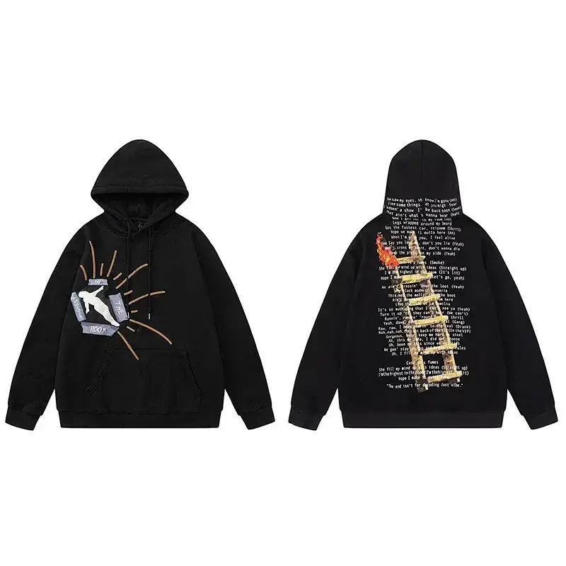 Travis Scott Black Hoodie with Ladder Graphic