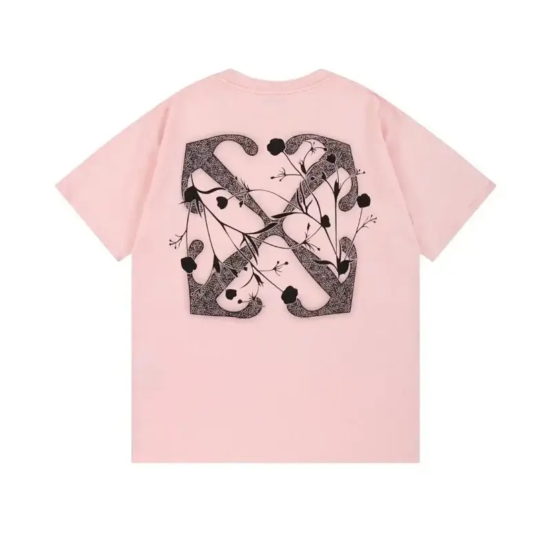 OFF-WHITE Pink Floral Arrow Graphic T - shirt