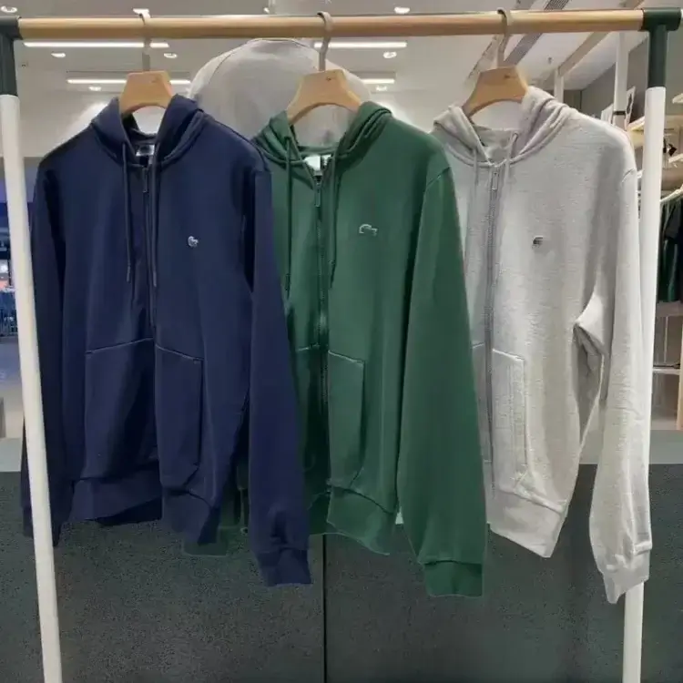 Lacoste Zip Hoodies: Navy, Green, Gray