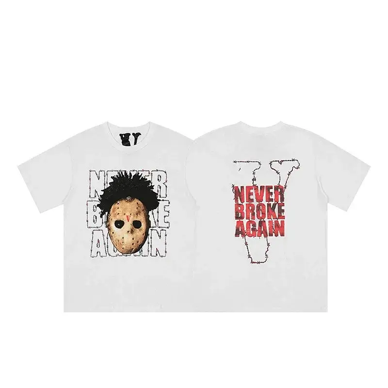 VLONE White T - Shirt (Mask & "Never Broke Again" Front/Back Print)