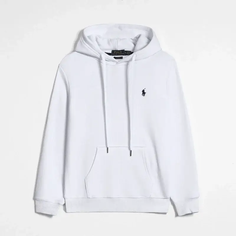 Polo Ralph Lauren  White Hoodie with Kangaroo Pocket & Embroidered Pony Logo