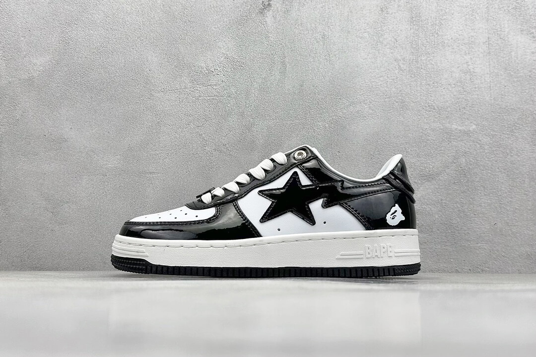 BAPE STA Black and White Low-Top Sneakers